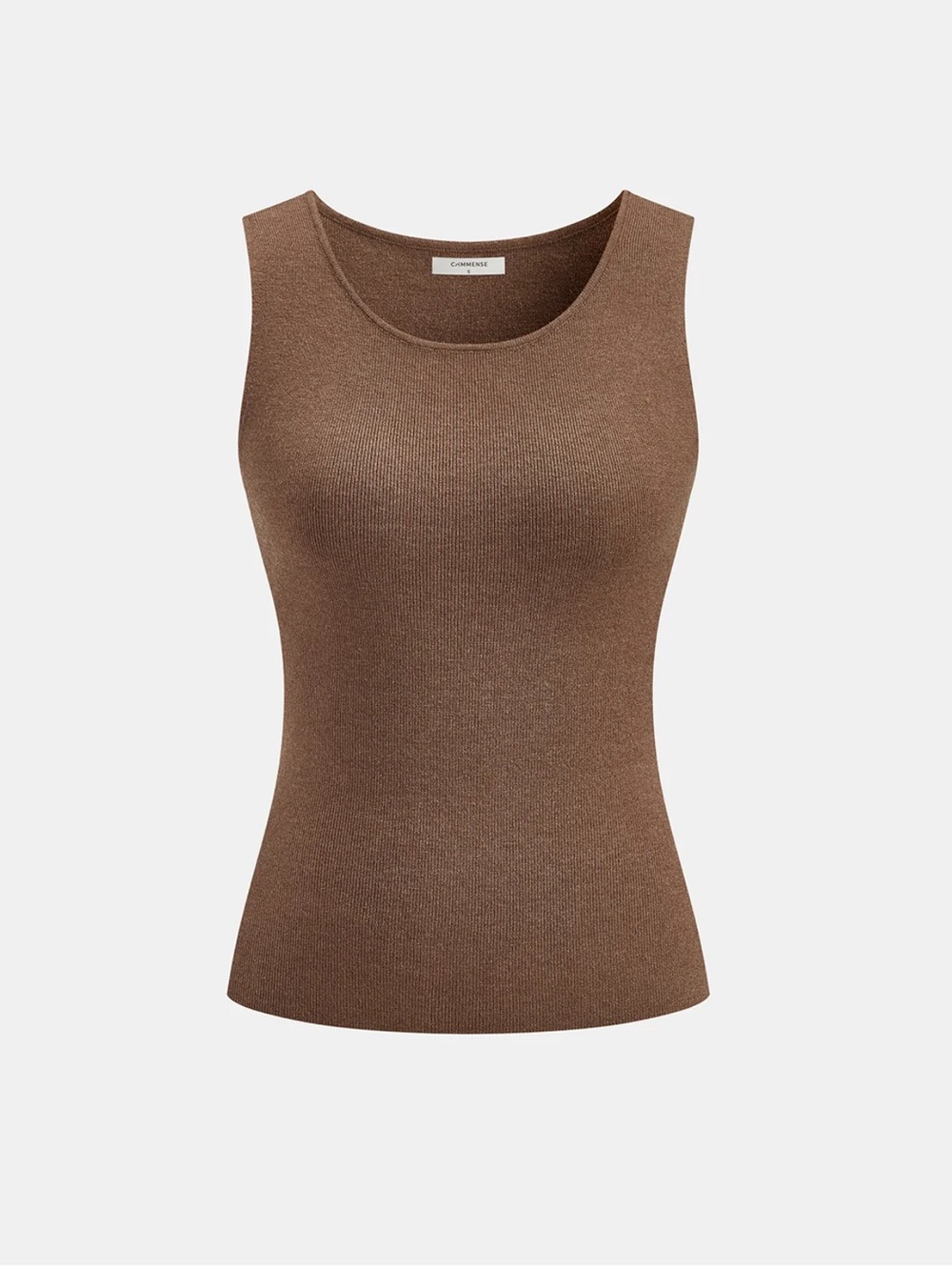 Commense Brown Knit Tank & Capelet Set XS | Quiet Luxury Two-Piece Sweater Set - Picture 5 of 8